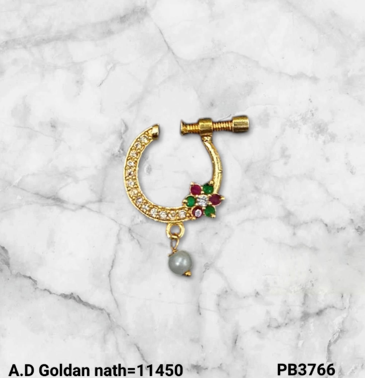 Gold Plated Traditional Stylish Ethnic Nose Pin